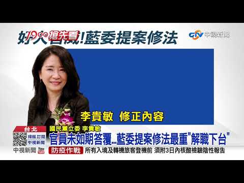 政府官員愛"反質詢" 藍委提修法最重"解職"│中視新聞 20210104