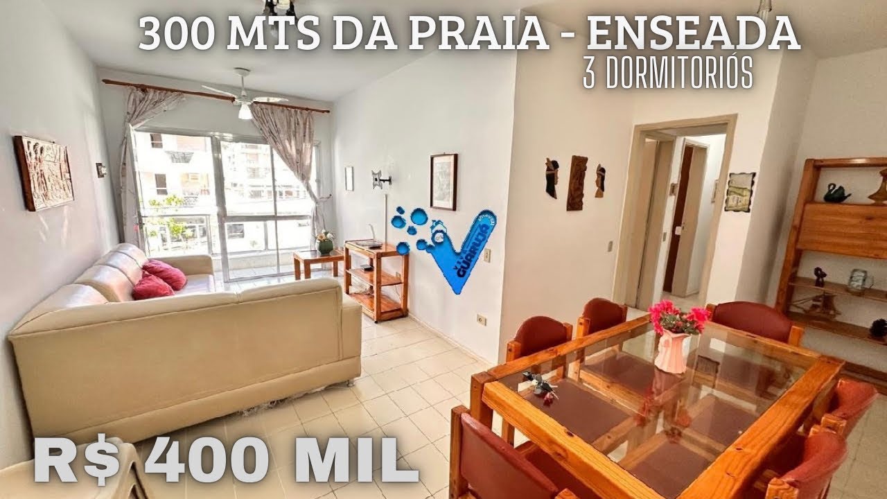 R$ 400 Mil - Apartamento à venda lado Praia - 3 Dormitórios- Enseada 