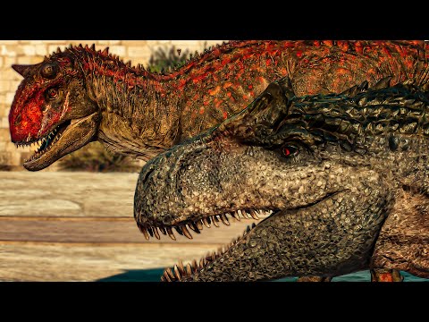Allosaurus And Carnotarus Demon Breakout Fight Jurassic World Evolution 2 Malta Expansion DLC 