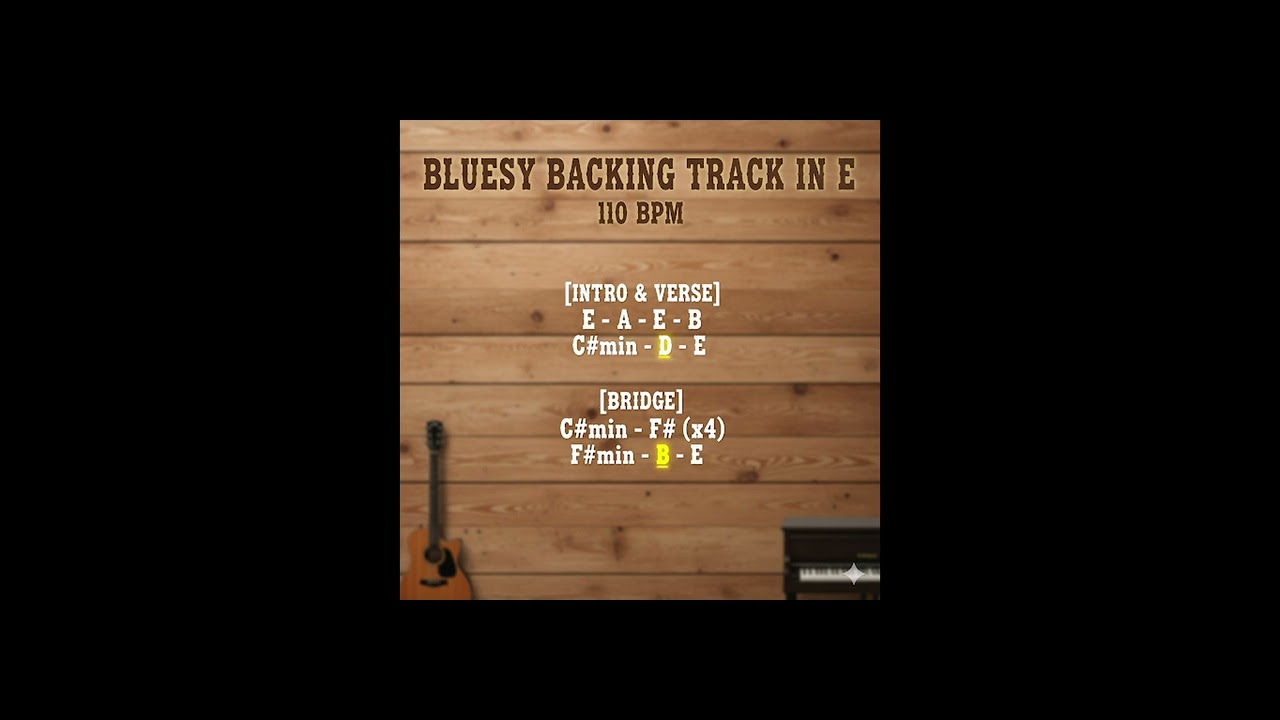 mid tempo shuffle blues backing track in E/C