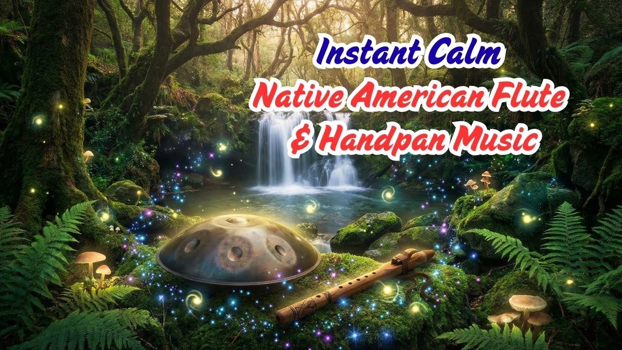Instant Calm: Native American Flute & Handpan Music 432Hz 🌊(Waterfall Sounds for Focus)