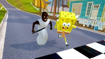 GRANNY VS SPONGEBOB RACES - Hello Neighbor