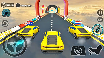 Impossible Car Tracks 3D - Yellow Lambo Driving Multiplayer Mode - Android Gameplay walkthrough 2017