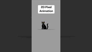 Pixel Art Black Cat Sit Animation