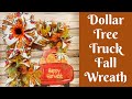Fall Crafts: Dollar Tree Red Truck Fall Wreath
