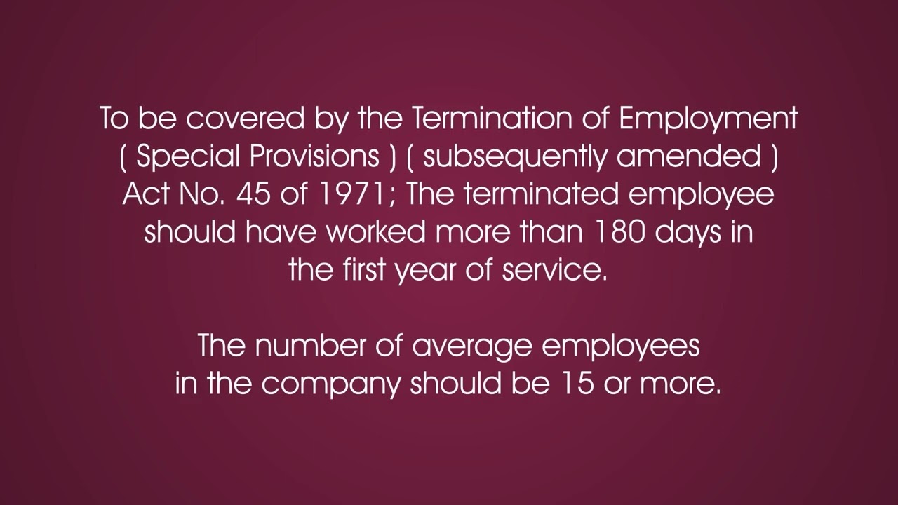 Legal termination of service of an employee