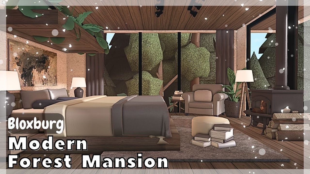 BLOXBURG: Modern Forest Mansion Speedbuild (interior + full tour ...