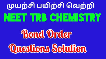 PGTRB NEET Chemistry Easy method Bond Order Questions Solution