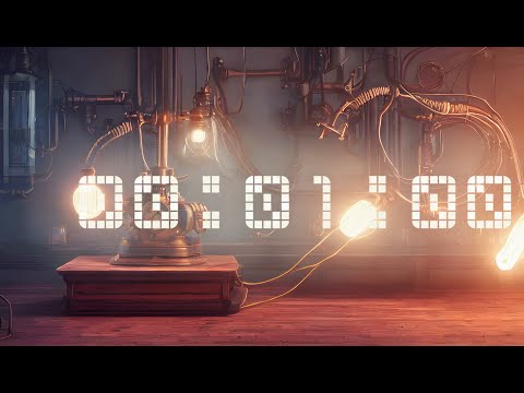 1 miniute(60 seconds) timer & alarm, countdown,digital clock,ticking,stopwatach,steampunk, light lab