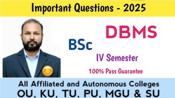 DBMS Important Questions 2025 BSc IV Semester 4th Sem Imp Gunshot Damsure OU KU TU PU SU MGU