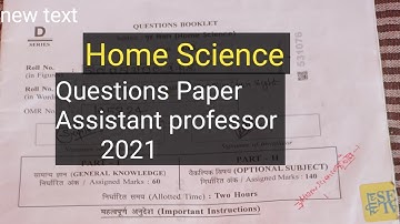 @HOMESCIENCEACADEMY #Solved Assistant professor Questions Paper with Explanation#