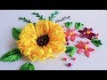 Bordado a Mano: Girasol 3D con cintas | 3D Sunflower in Ribbon Embroidery