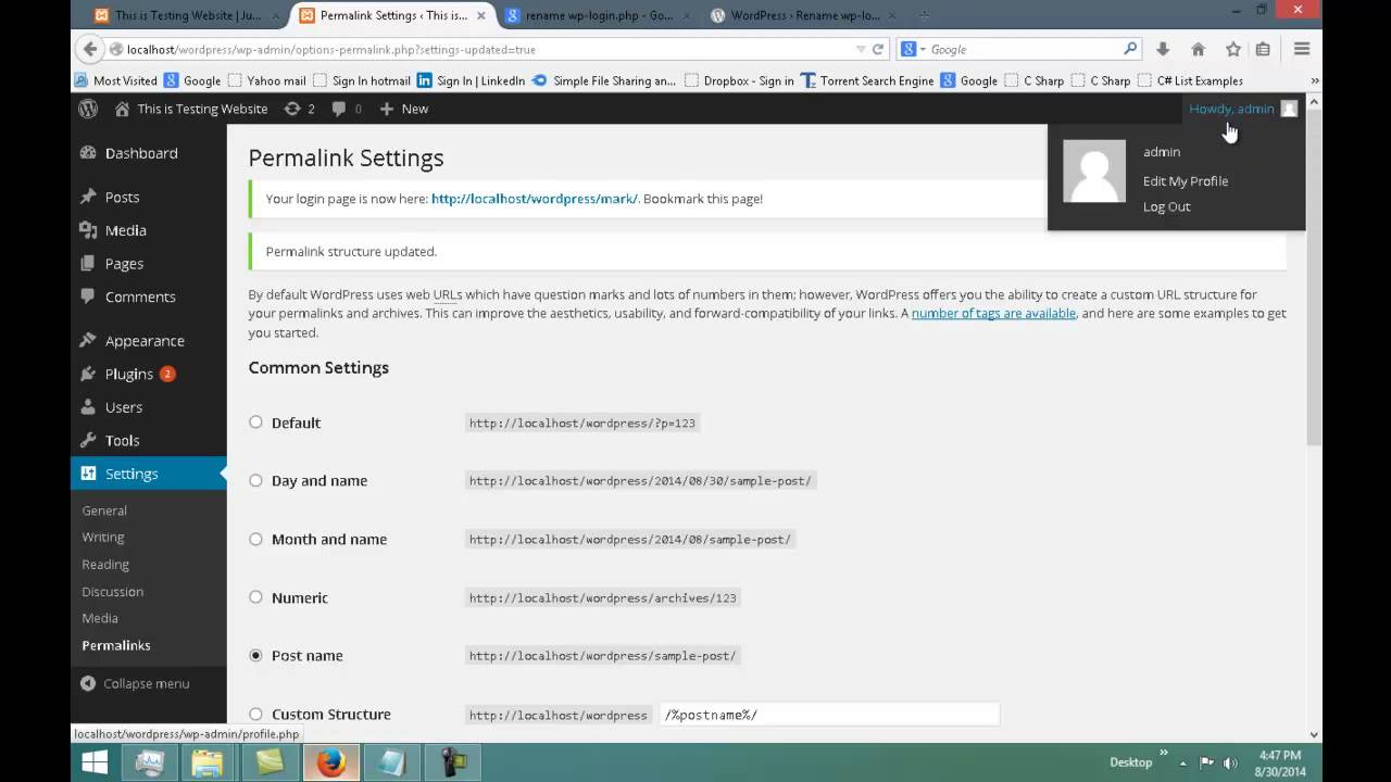 How to change wp admin from your wordpress site URL - YouTube