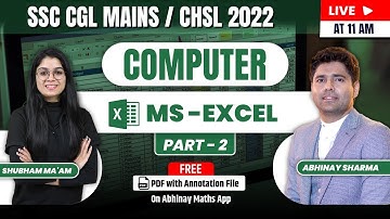 MS - Excel Part-2 | Computer  |SSC CGL Mains | CHSL 2022  | By Shubham ma