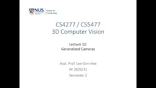 3D Computer Vision | Lecture 12 (Part 2): Generalized cameras