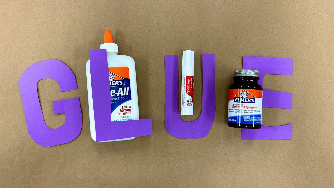 Gluing Tutorial; Elmer's, glue stick, & rubber cement. 