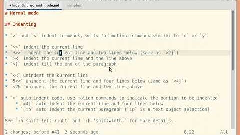 Indenting lines in Normal mode