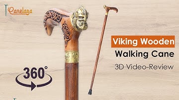 Viking Warrior Walking Stick Cane Wooden Carved Ergonomic Handle | Canelaza - Wooden Walking Canes