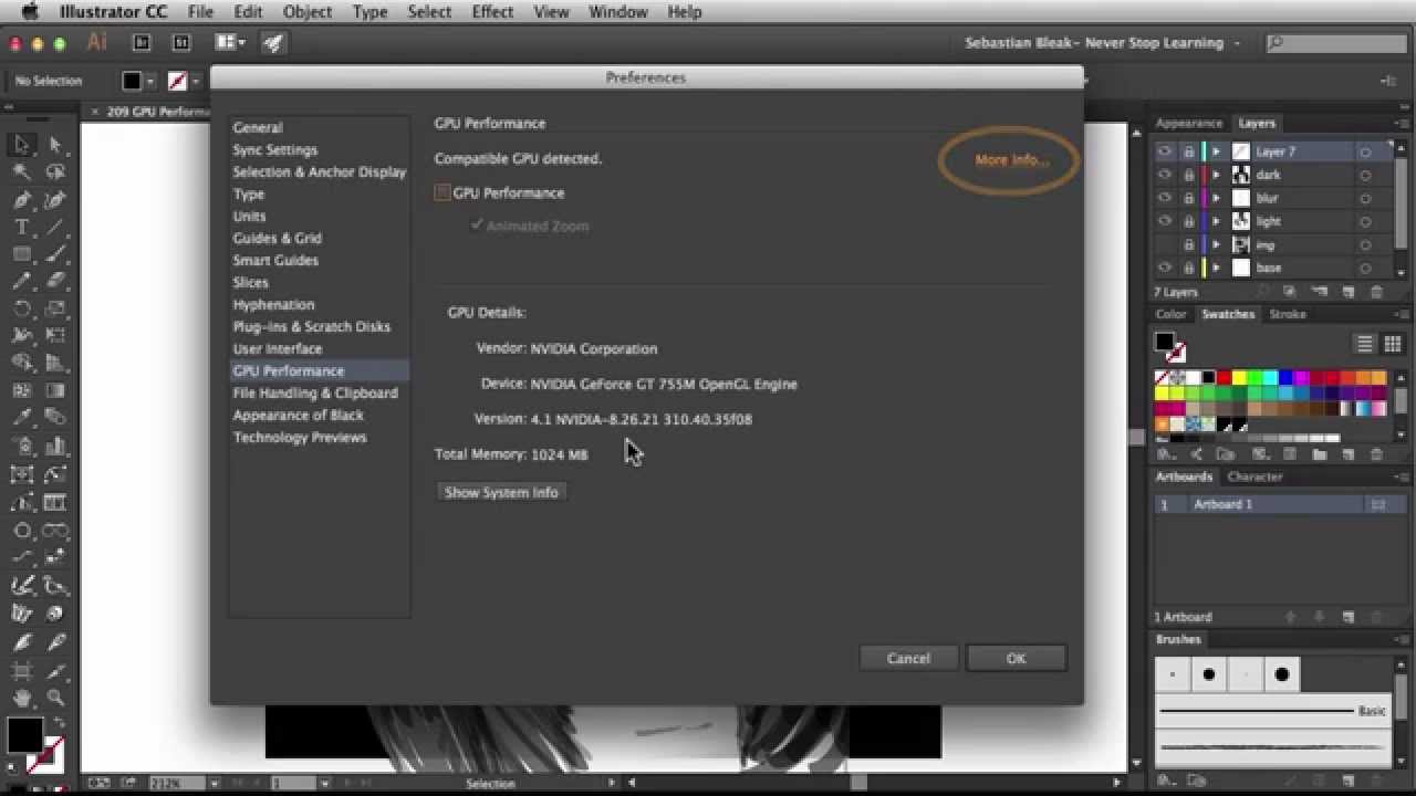 adobe illustrator 2015 gpu performance total memory