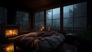 Cozy Bedroom Atmosphere with Gentle Evening Rain and Fire Sound | 3 hours | Rain Sound screenshot 2