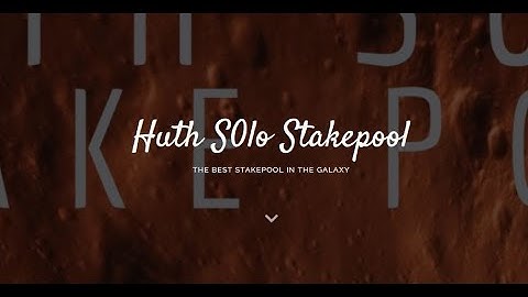 HS0lo Stake Pool - Operator Intro