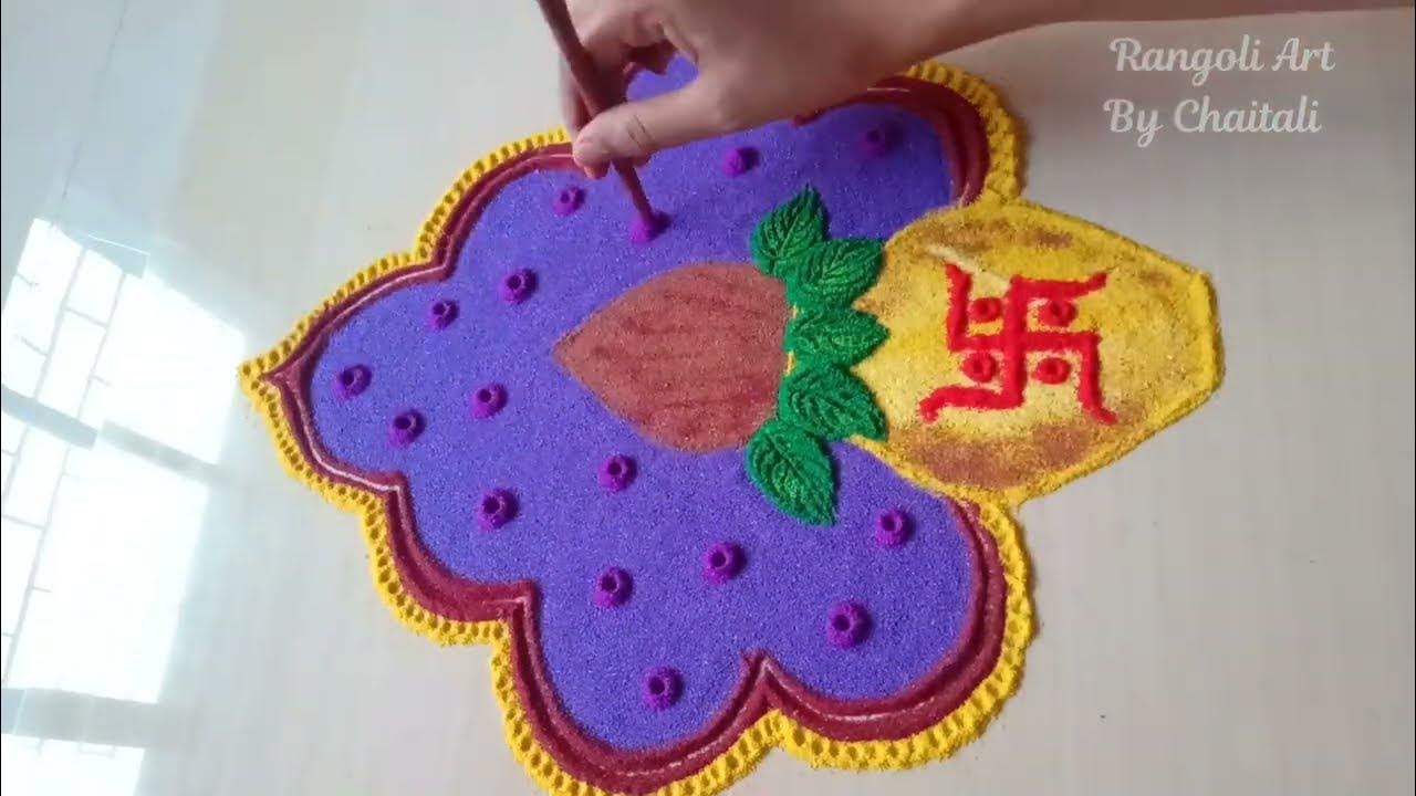 Simple Diwali Rangoli, Easy दिवाली,लक्ष्मीपूजन,धनत्रयोदशी rangoli design, Rangoli  colors, RanuArt