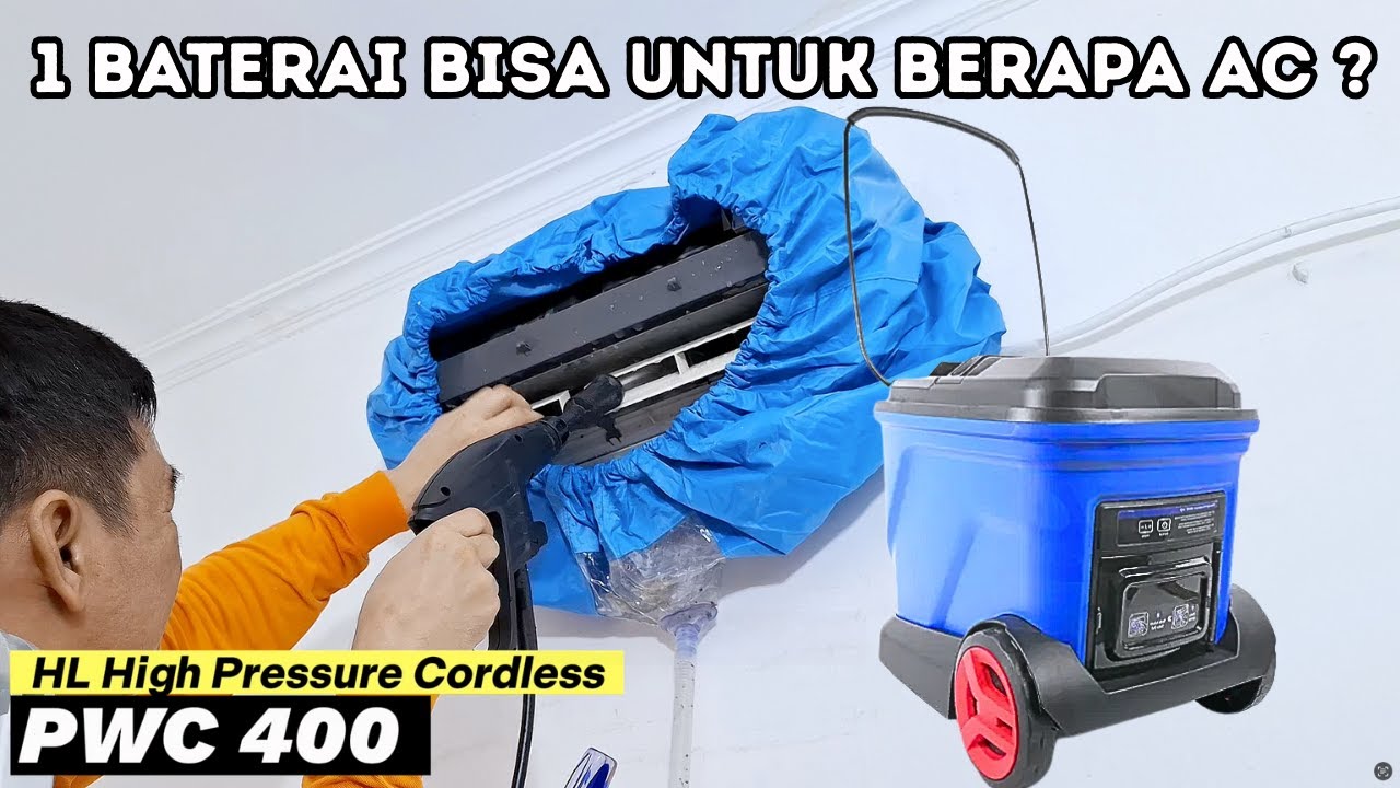 Uji Kekuatan Baterai Mesin HL Cordless High Pressure Cleaner PWC 400