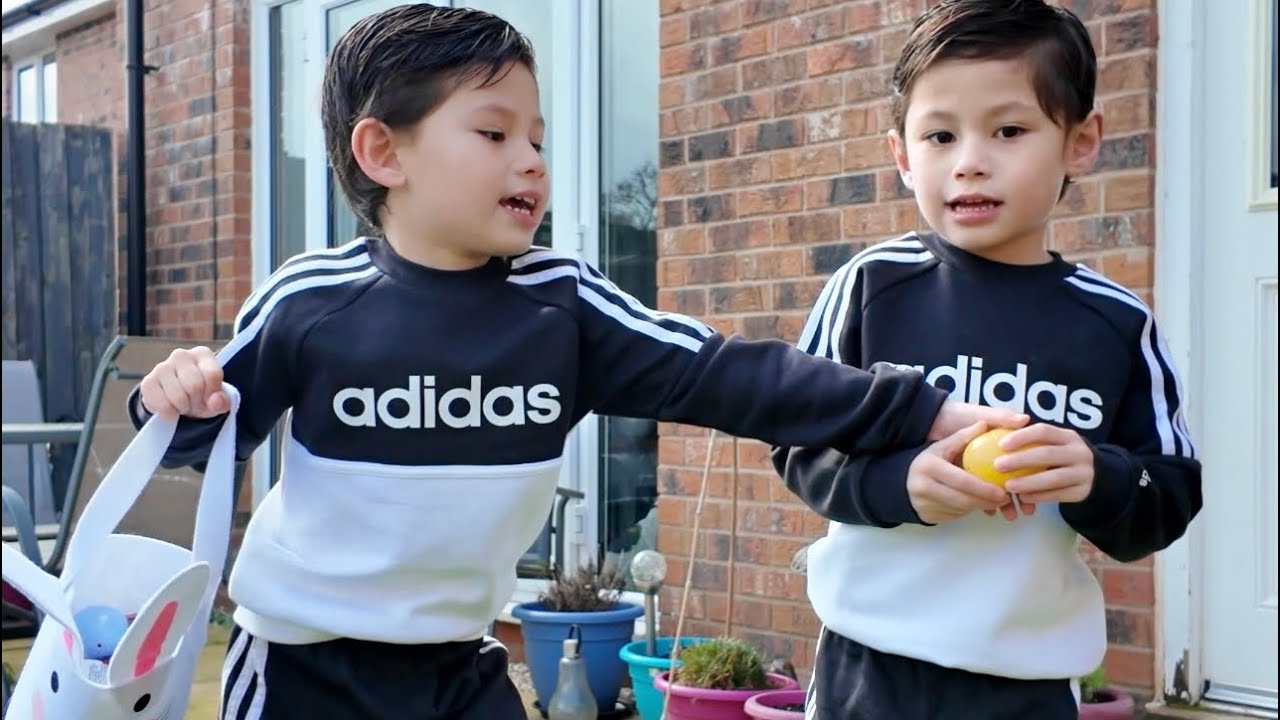 Easter egg hunt with Charlie & Chino. Ang daming chocolates! 🐣🤍