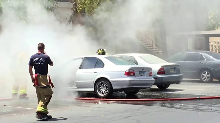 Guadalupe Fire Department Putting Out Car Fire
