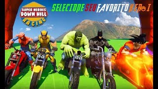 Jogo corrida Super Heroes on Speed ​​Bike - Spiderman, Wolverine, Hulk, Goku, Superman, screenshot 5