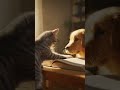 Cat Teaching Dog to Read at Study Table | Ultra Realistic 4K HD #CatAndDog #FunnyAnimals #4KHD#short