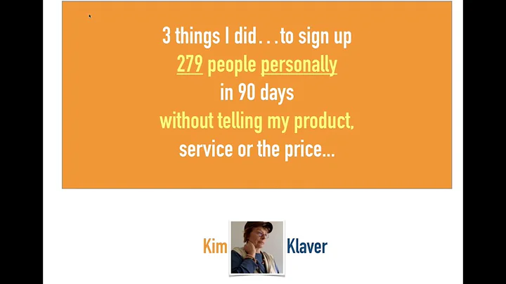 "3 Things I did to sign up 297 people personally in 87 days..."