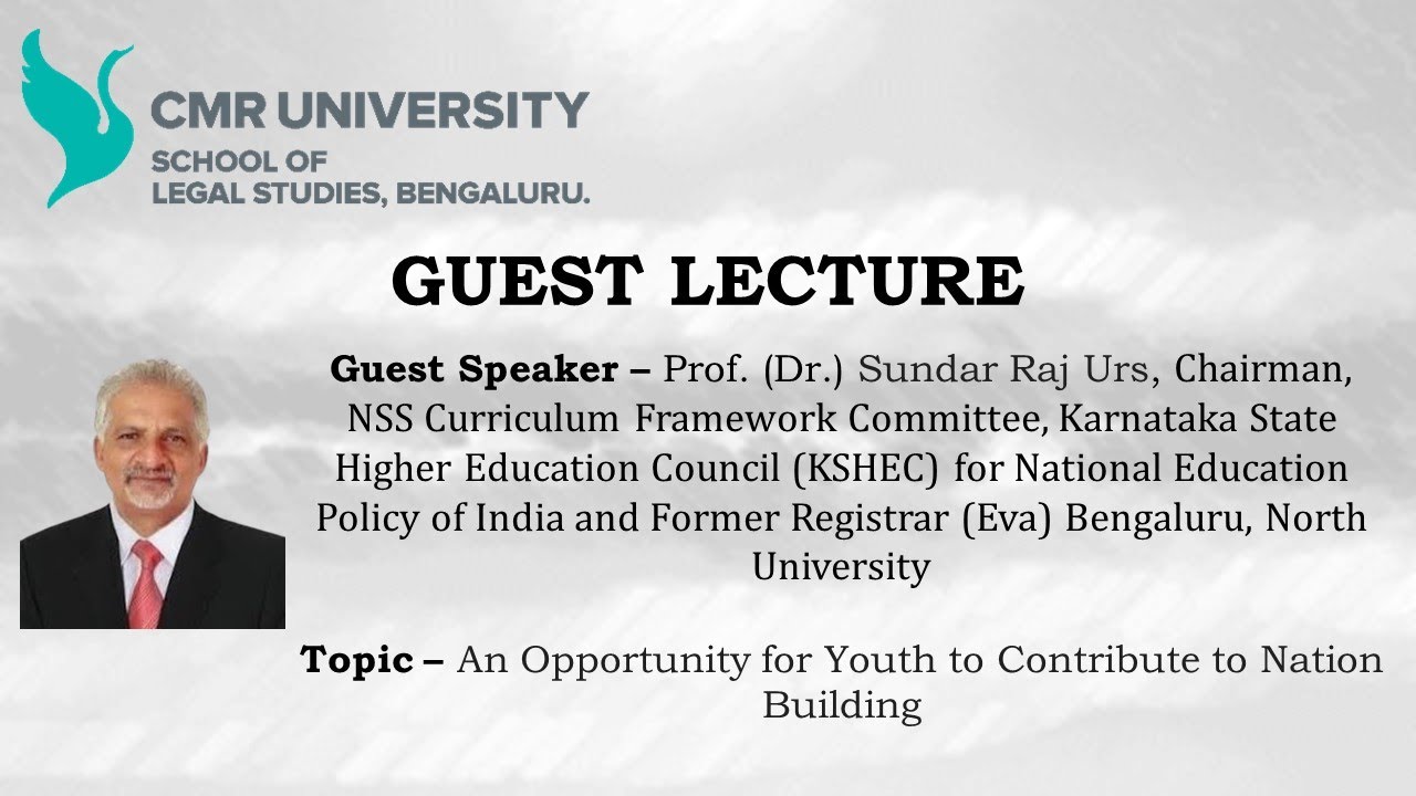 Prof. (Dr.) Sunder Raj Urs on 'An opportunity for youth to contribute ...