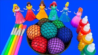 Satisfying Video I How to make Rainbow Disney Princess and Glossy Paint Pool Cutting ASMR #57