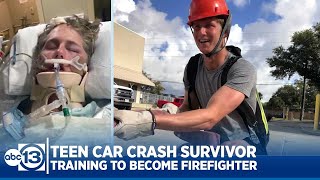 Full circle: Teen car crash survivor training to become firefighter 2 years after horrific accident