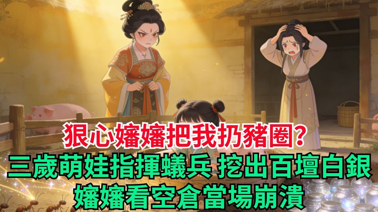 狠心嬸嬸把我扔豬圈？三歲萌娃指揮蟻兵 挖出百壇白銀，嬸嬸看空倉當場崩潰#穿越#有聲書#爽文#萌娃#團寵