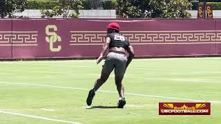 Four-star cornerback commit Peyton Dyer works out in front of USC football coaches