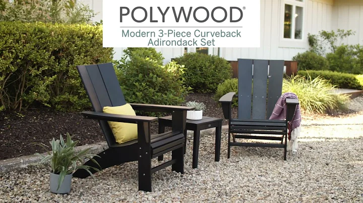 POLYWOOD Modern 3 Piece Curveback Adirondack Set