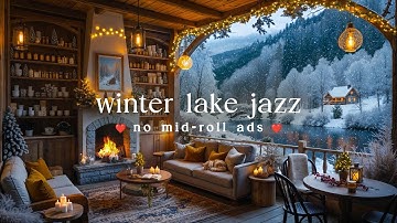 ❄️ Frozen Lake Jazz (NO MID-ROLL ADS) – Cozy Winter Porch & Fireplace Ambience 🔥