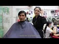 Haircut in Barbershop Vietnam with Beautifull Girl