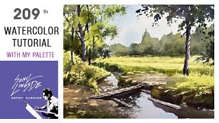 watercolor landscape painting tutorial | light and shadow | village scene | Sunil Linus De