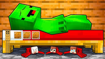 JJ Family SPIDERS Built a House inside Mikey’s BED in Minecraft (Maizen)