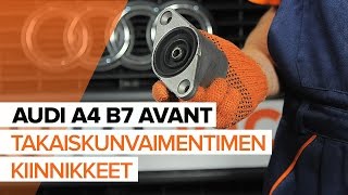 Kuinka vaihtaa taka jousijalan tukilaakeri AUDI A4 B7 AVANT -merkkiseen autoon OHJEVIDEO | AUTODOC
