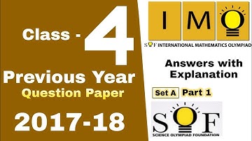 IMO Class 4 Question Paper 2017-18, Mathmatics Olympiad