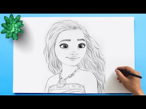 MOANA DRAWING | How to Draw Disney Princess Moana 👸