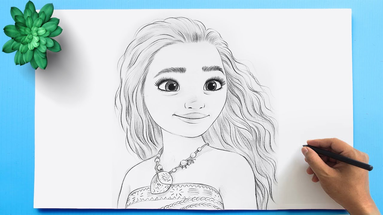 Moana Drawing How To Draw Disney Princess Moana Youtube