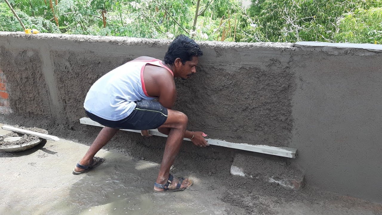 Штукатурка || индийский стиль||самая быстрая штукатурка стен с использованием песчано-цементной с...