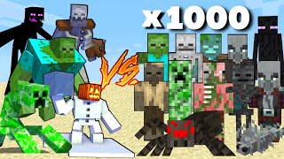 MUTANT CREATURES vs 1000 MOBS in Minecraft Mob Battle