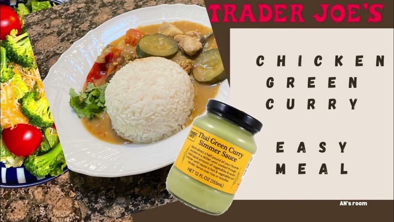 Easy and delicious, chicken green curry with naan or rice! Trader Joe’s