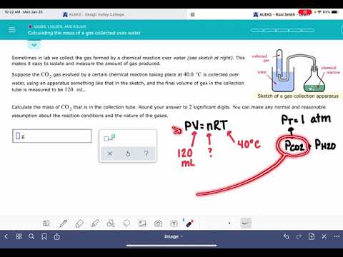 ALEKS: Calculating the mass of a gas collected over water